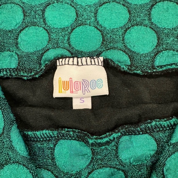 LuLaRoe Teal and Dark Green Polka Dot Pencil Skirt - Picture 3 of 5